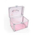 Acrylic clear cosmetic Pink Box makeup train small Case Aluminum Makeup Case